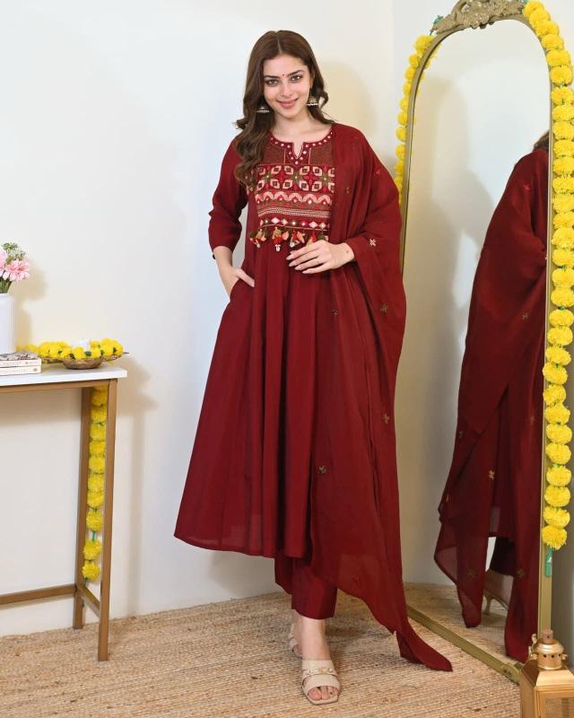 Jaipuri anarkali 3pcs wholesale kurti market in thane